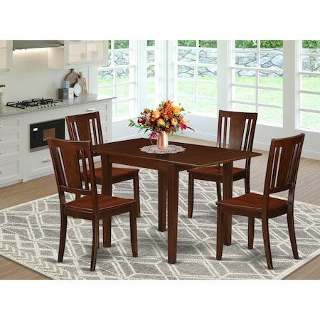 East West Furniture 5 Piece Norden Dining Table Set - Mahogany NDDU5-MAH-W